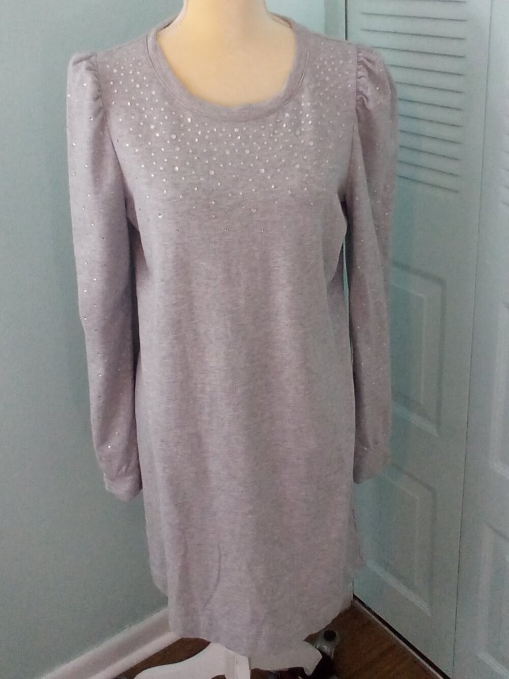LILLY PULITZER LRG JANSEN EMBELLISHED HEATHER SEASIDE GREY GLEAMING RHINESTONES